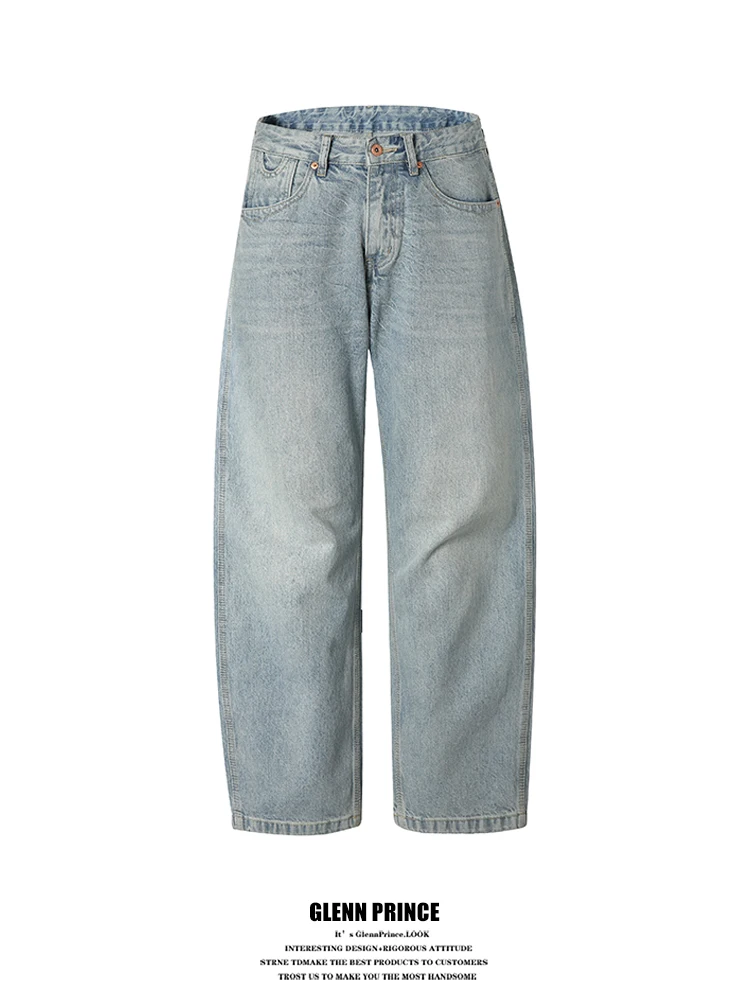 

Мужские джинсы в американском ретро-стиле, прямые, свободные, широкие, универсальные, из смесового хлопка и полиэстера, повседневная одежда