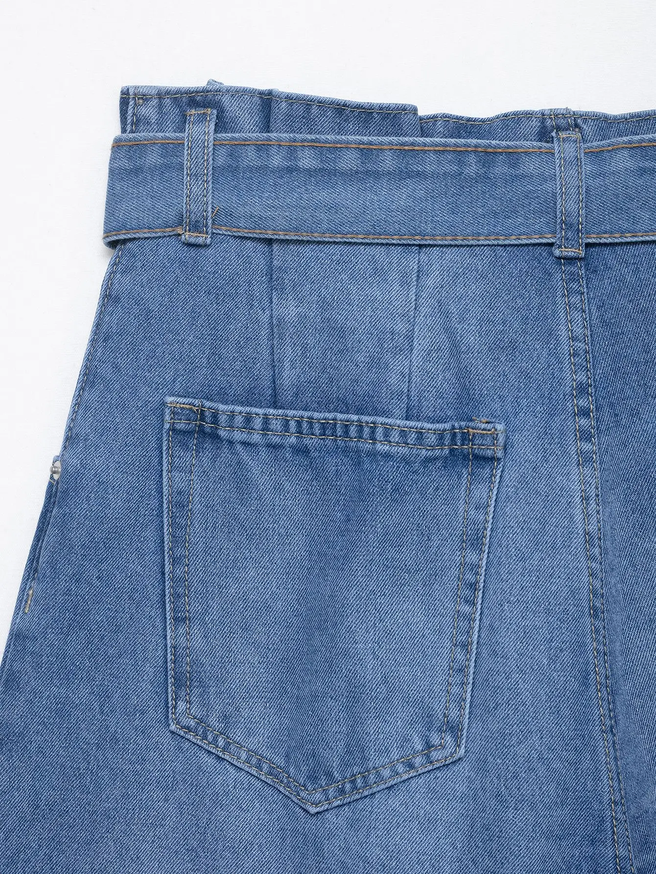 Mini pantalones cortos vaqueros de cintura alta para mujer con cinturón, bolsillo, cremallera, pantalones cortos Retro simples de Color sólido, pantalones cortos elegantes de verano para ir al trabajo