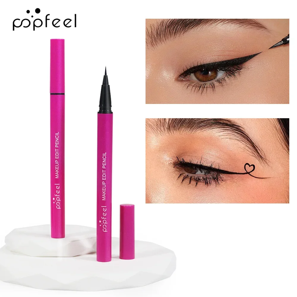 Bestverkopende Popfeel Zwart Sneldrogend Blijvend Ultradunne kop Vloeibare eyelinerpotlood Make-up Vlekbestendige eyelinerpen