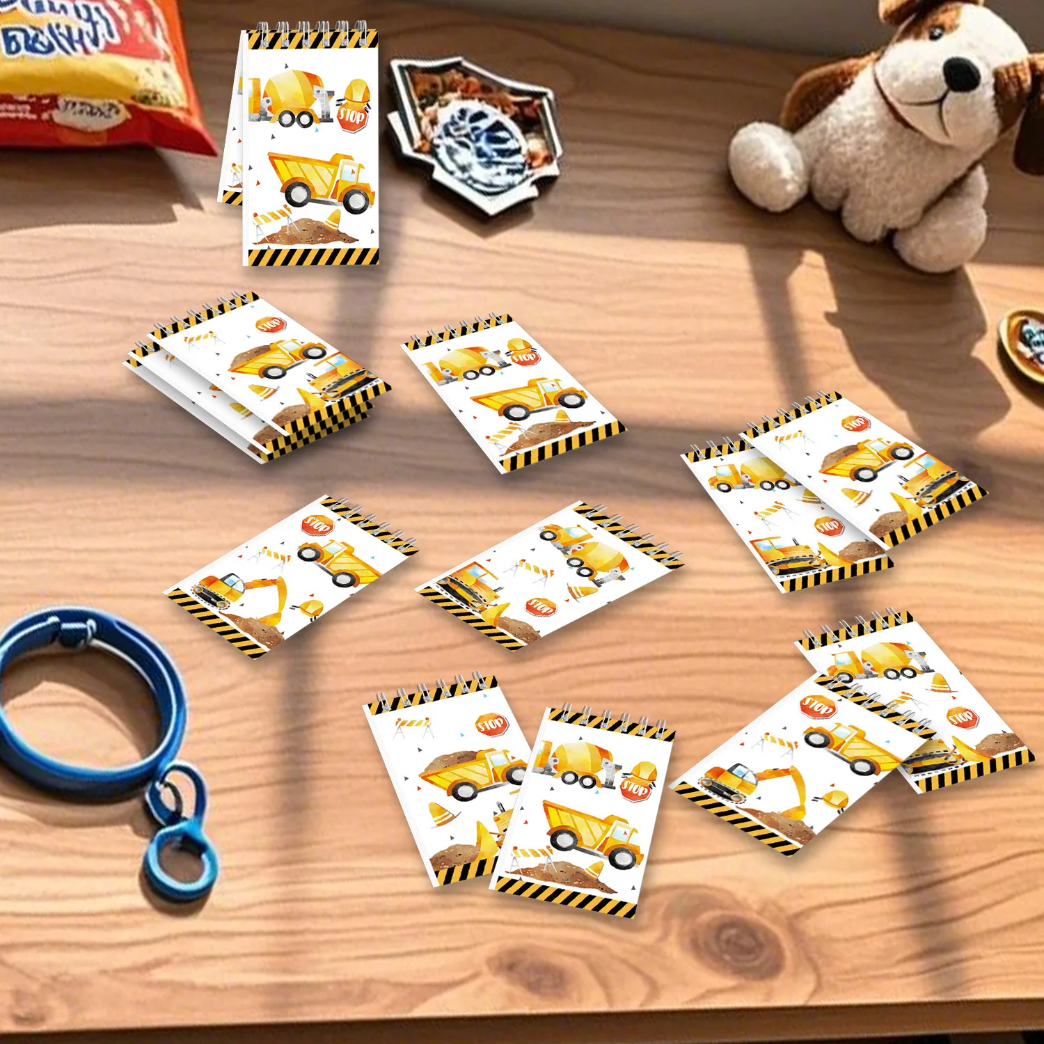 10Pcs Engineering Vehicle Theme Portable Coil Notebook Construction Mini Notepad for Kids Birthday Party Favors School Rewards view 2