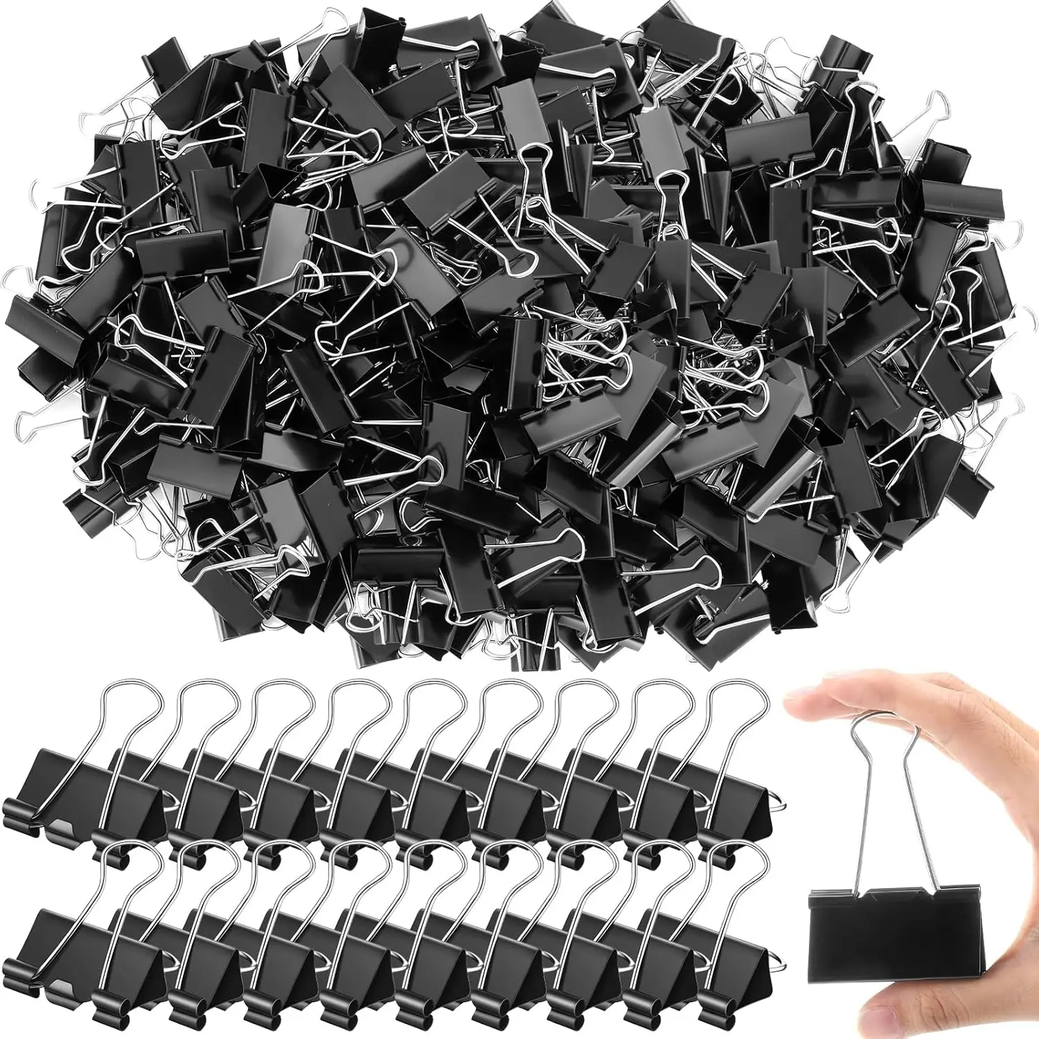 200pcs Extra Large Binder Clips Bulk 2 Inch Metal Jumbo Binder Clips Office Supplies Black Paper Clamps for Teachers Students Office Business Supplies