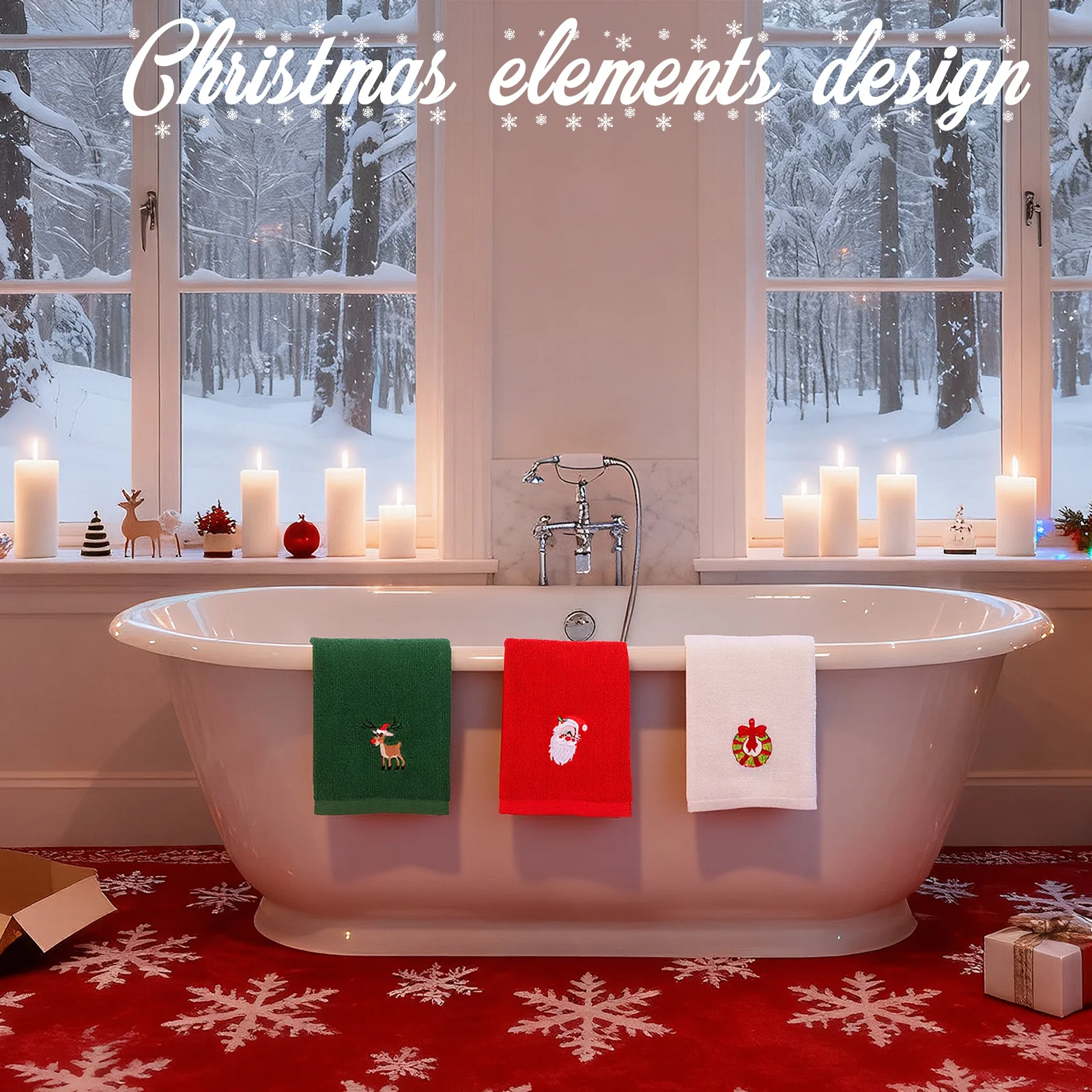 

6 шт. рождественское полотенце для лица из чистого хлопка, влагопоглощающая мягкая мочалка для ванной комнаты, домашний подарок, хлопковые полотенца, рождественские полотенца