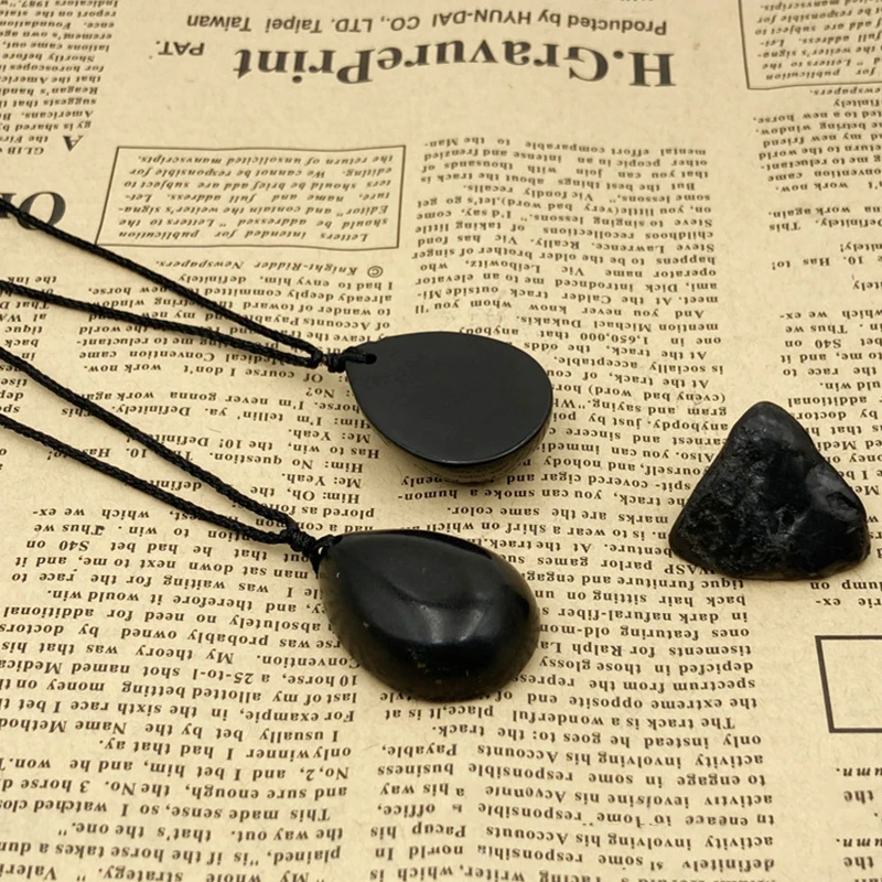 CHENYISHI 50%-70% Carbon Shungite Original Natural Pendant New Design Women's Water Drop Necklace