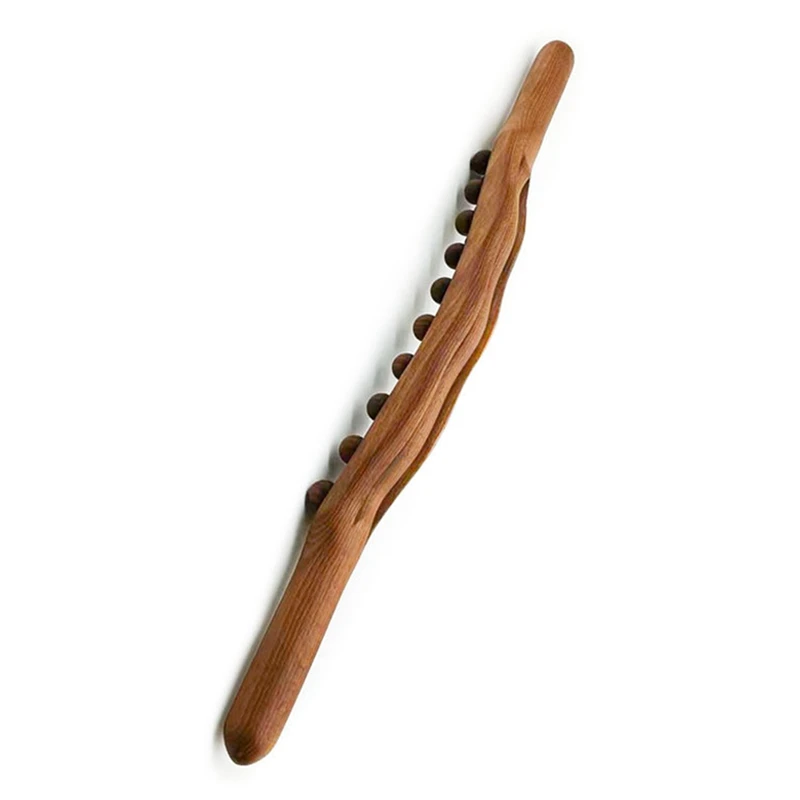 20 Beads Guasha Scraping Stick Wooden Massage Tools Relieve Sore Muscles Body Meridian Wand for Back Waist
