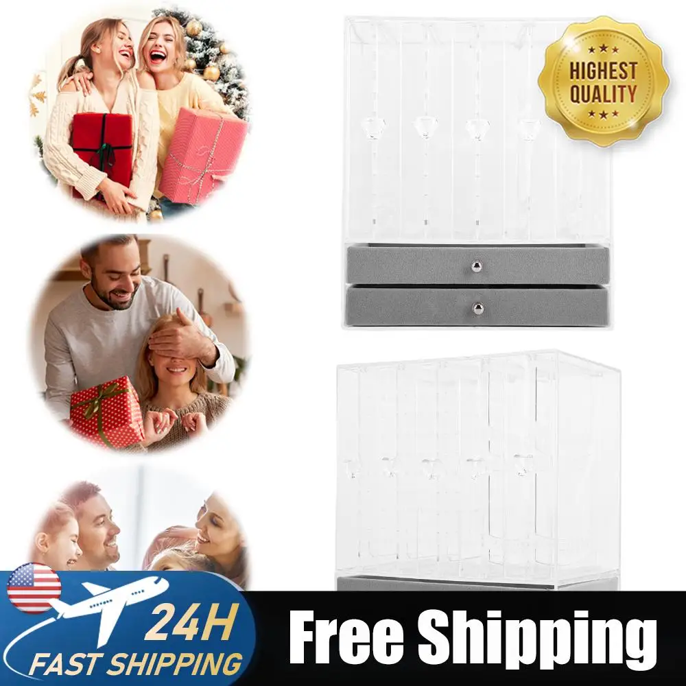

Vertical Drawer Earring Display Stand with Slide-Out Drawers Jewelry Hanger Storage Box for Bracelets Rings and Accessories