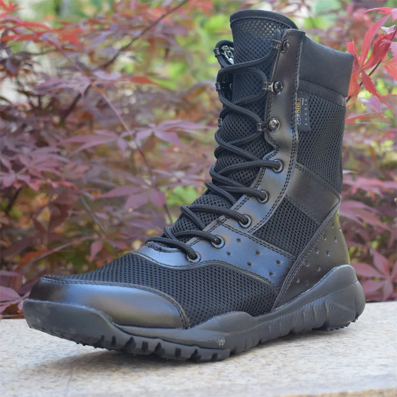 Impermeável Lace Up Tactical Boot masculino, sapatos de trabalho, SFB Light, moda malha, motocicleta, tornozelo