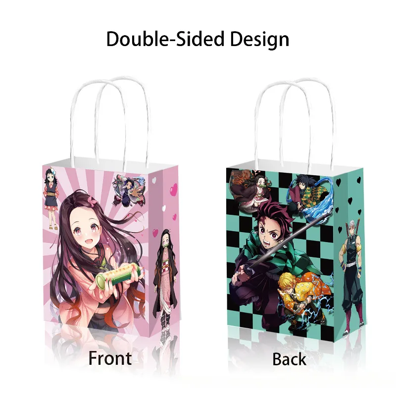 Bolsa de regalo para accesorios de disfraz de DEMON SLAYER, bolsas de papel de piel de vaca con diseño de DEMON SLAYER, 1 ud.