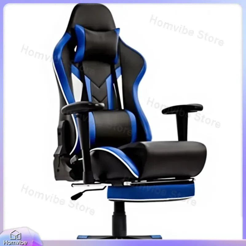 Ergonomic Racing Gaming Chair with Heart Shape Design Adjustable Armrests Lumbar Support Reclining Function PU Leather Blue