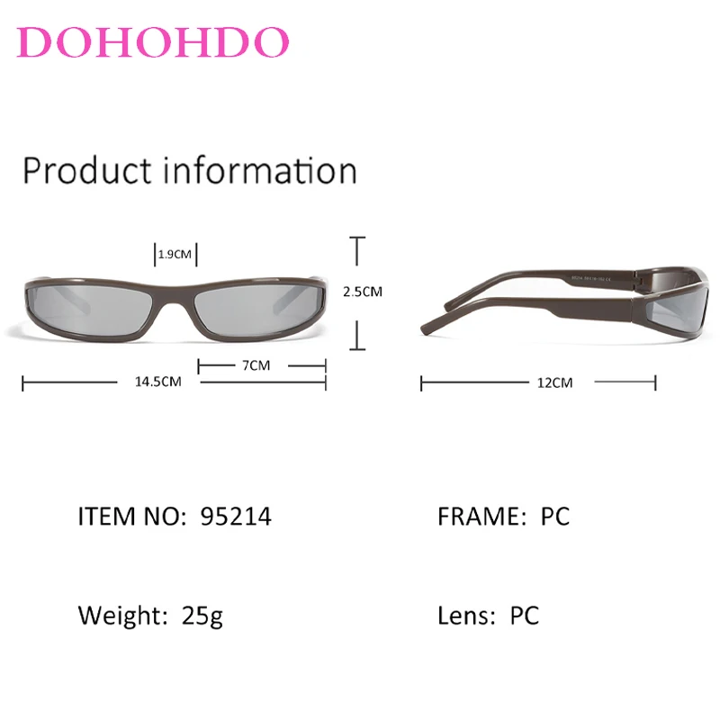 DOHOHDO 2024 New Y2K Sport Sunglasses For Women Men Rectangle Narrow Shade Eyewear Male Punk Cycling Driving Sun Glasses UV400