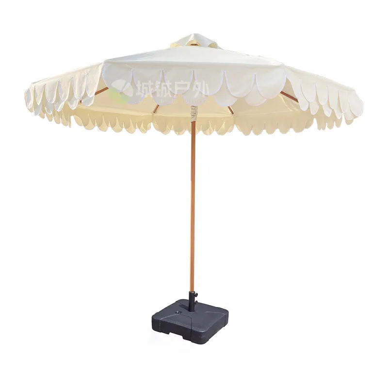 Spot second hair outdoor courtyard parasol park stall French wedding double layer wave market grass sun umbrella