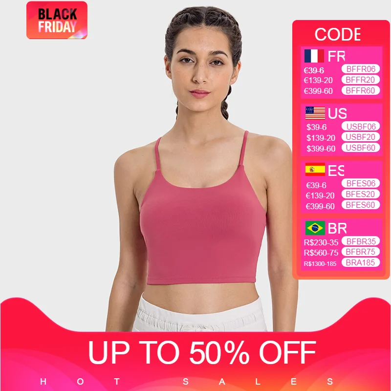 

Women's Essential Fitness Bra Sexy Scoop Neck Yoga Sports Top Medium Support Thin Strap Gym Workout Bras 2024 Summer Underwear