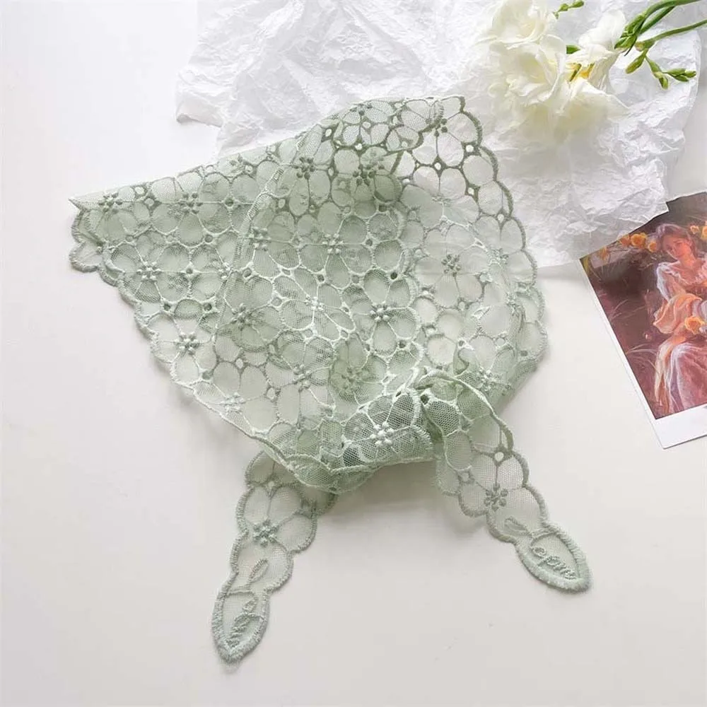 

for Gift Breathable Lace Triangle Scarf Sunscreen Wraps Ramie Head Scarf Pastoral Style Lightweight Triangle Waistband Outdoor