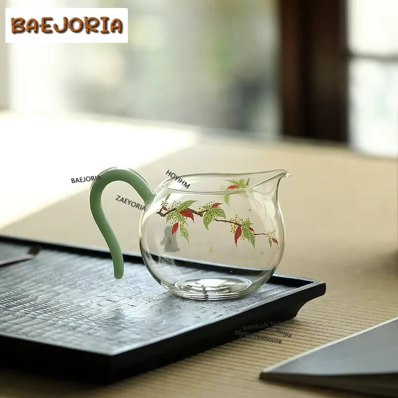 340ml Osmanthus High Transparency Heat-resistant Glass Tea Pitcher Tea Divider Cha Hai Dispenser Justice Cup Fair Mug Tea Items