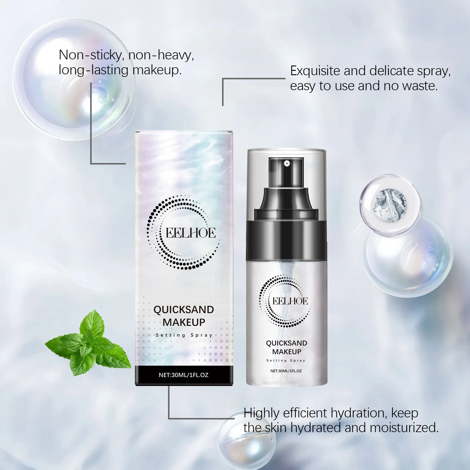

Eelhoe Hyaluronic Acid Makeup Setting Spray Lasting Sweatproof Refreshing Quick Fixer Oil Control Moisturizing Matte Setting Oil