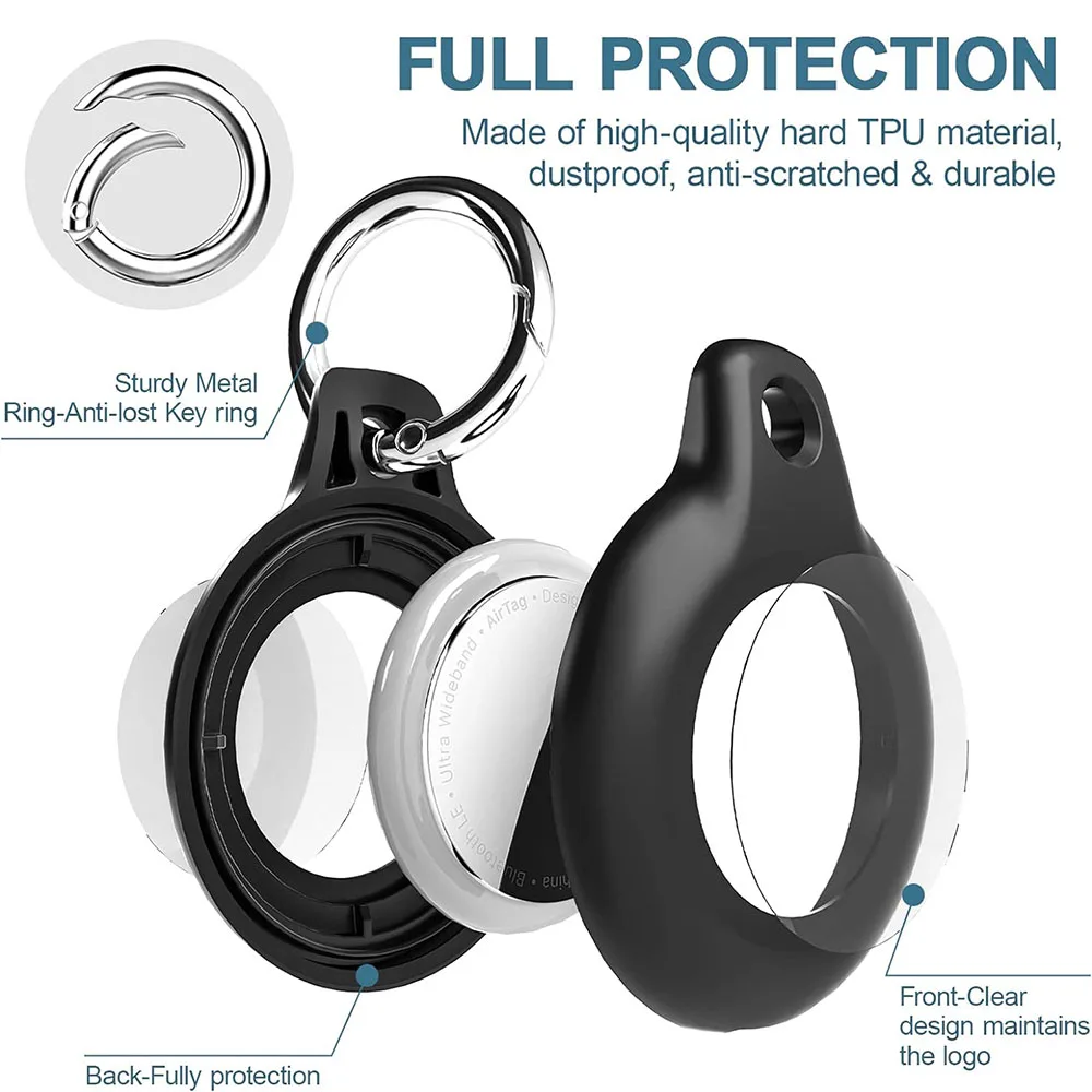 Cover for Apple Airtag Case with Keychain Hard PC Anti-scratch Sleeve for Keychain Luggage tracker Accessories AirTags Holder