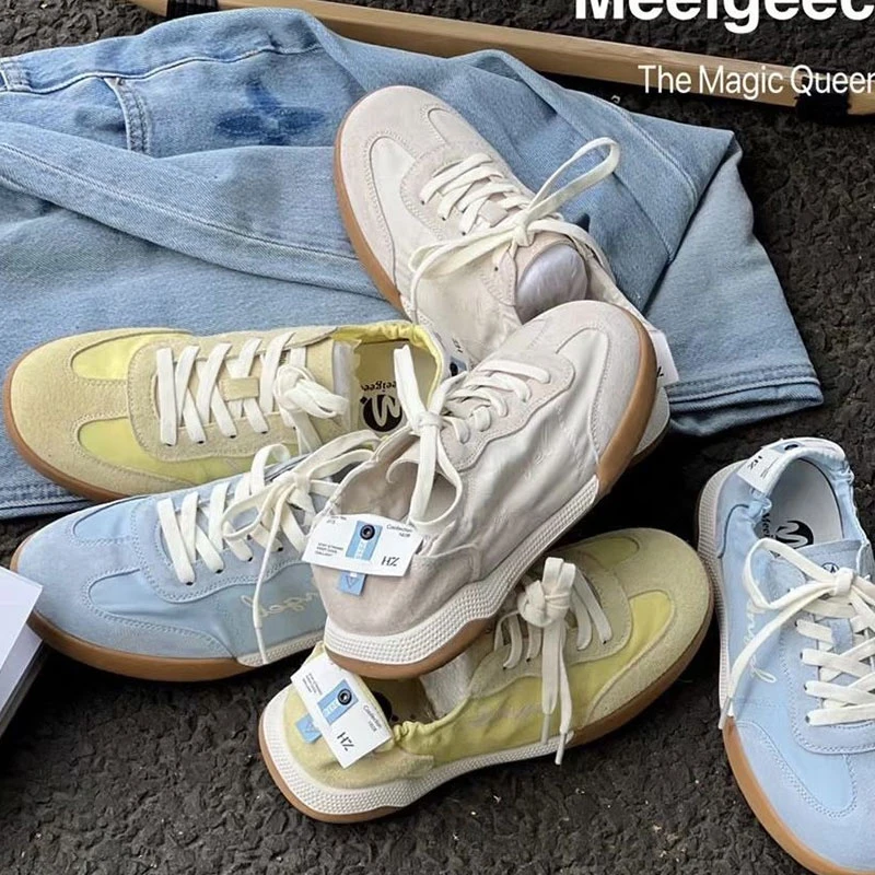 2024 New Ballet German Training Shoes Women Lace-Up Embroidery All Light Weight Breathable Sports Small White Shoes Casual Shoes