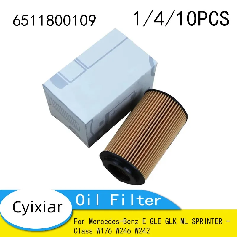 Car Oil Filter for Mercedes-Benz E GLE GLK ML SPRINTER -Class W176 W246 W242 Engine Oil Filter A 6511800109 Accessories