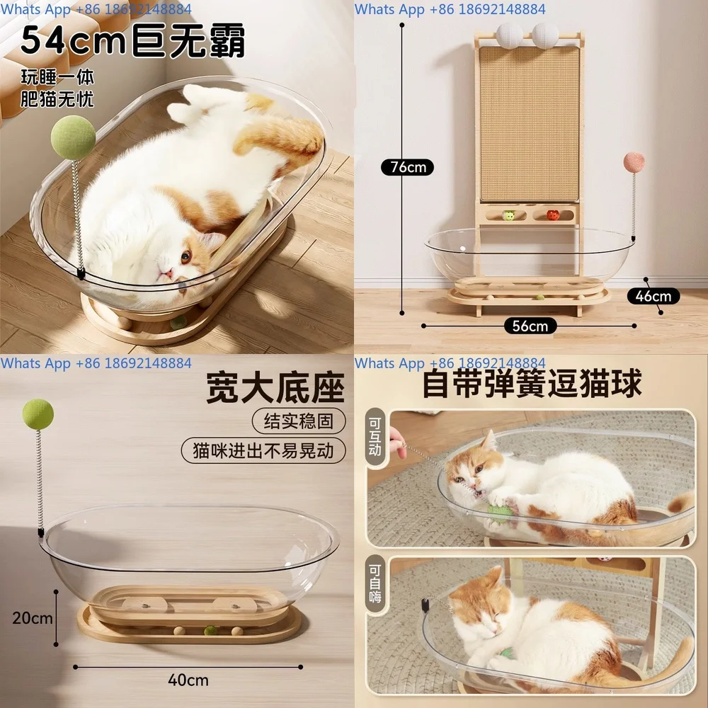 

Oval Acrylic Cat Bed Capsule Hammock Moisture Resistant for All Seasons