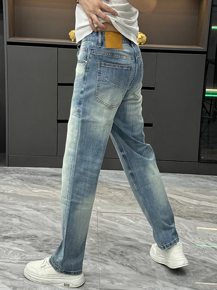 

Loose Comfortable Men's Jeans Casual Straight Leg Blue Denim Pants Trendy High Street Style Youthful Fashion All-Season Wear
