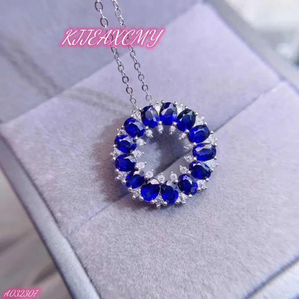 KJJEAXCMY Brand Boutique Jewelry 925 Sterling Silver Natural Sapphire Women's Round Pendant