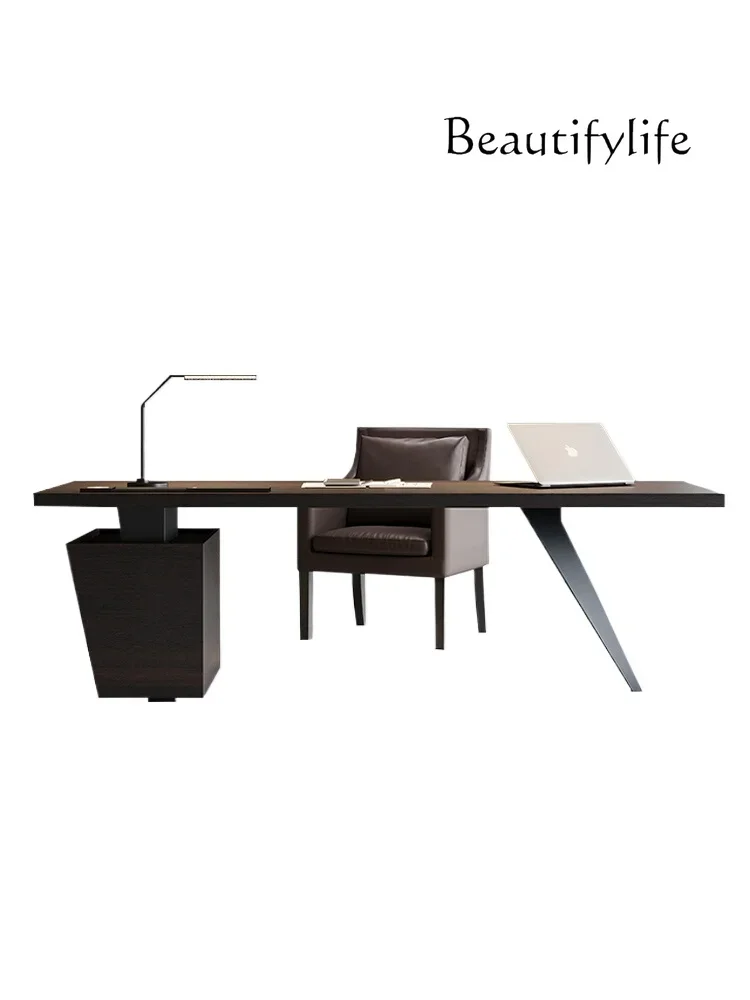 Italian Light Luxury Designer High-Grade Minimalist Desk Solid Wood Desk Living Room Computer Desk