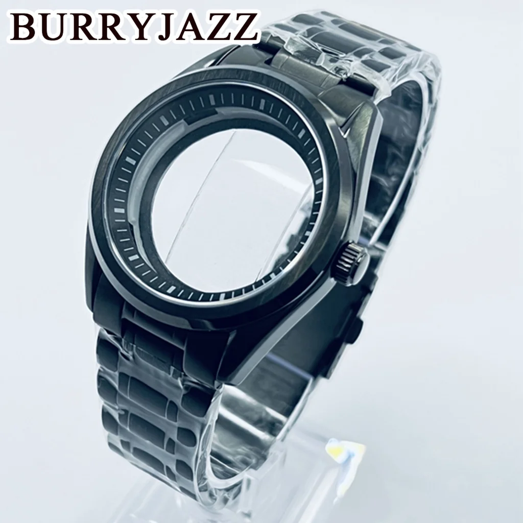 BURRYJAZZ 40mm NH35 NH36 NH34 NH38 NH70 Watch Case Waterproof Sapphire Glass Black Solid Stainless Steel Black White Ring