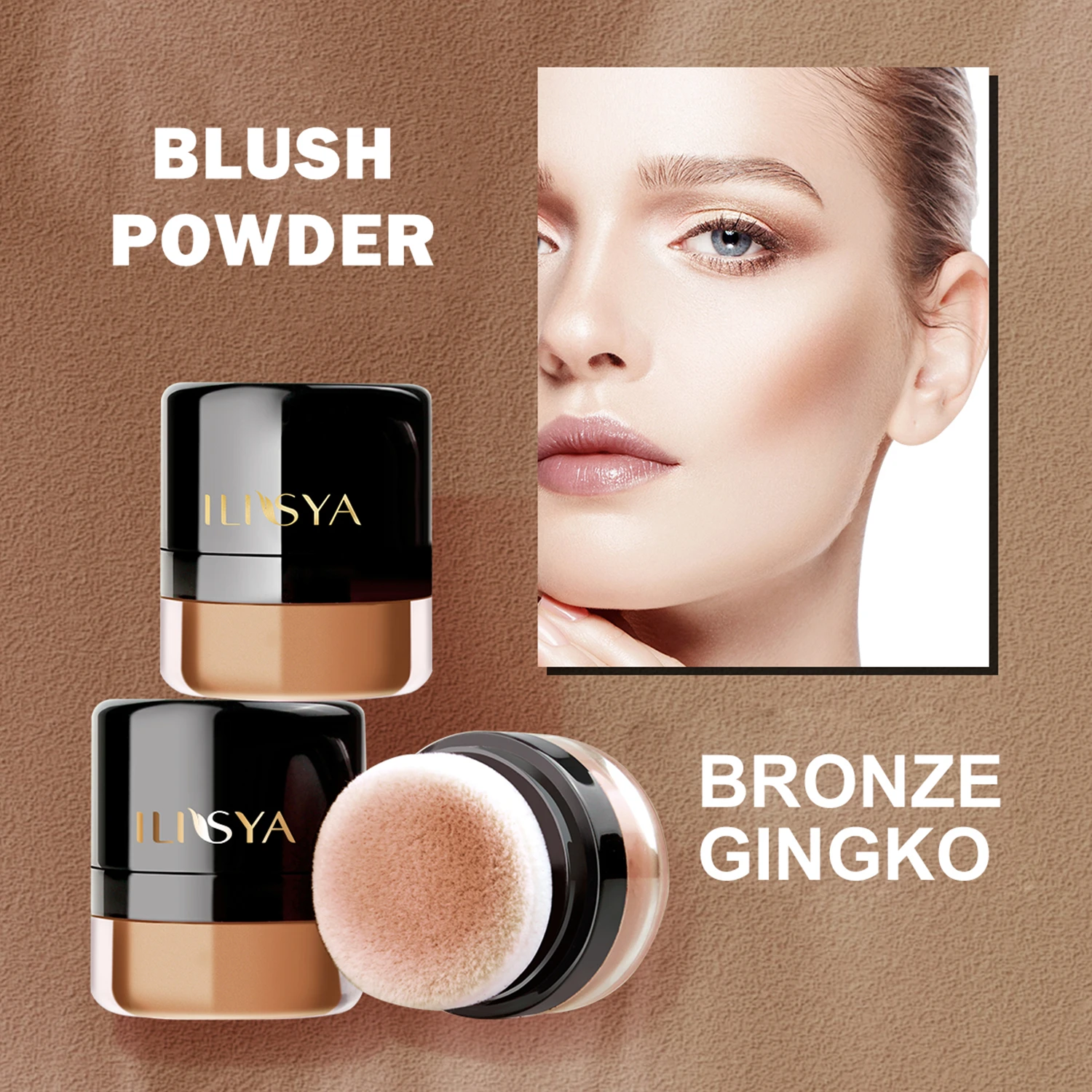 ILISYA-Polvo de rubor de bronce mate, ligero, suave, de larga duración, para todo el día, mejora el Color del maquillaje