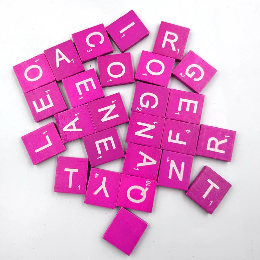 100 Stück Alphabet-Puzzle Natürliche Rosa Holzwürfel für Basteln DIY Kinder-Lernspiel Baby-Holzchips Pädagogisches Spiel