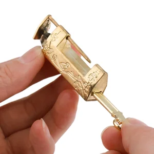 1 Bộ khóa công cụ cổ điển vàng + Khóa 42mm, Khóa retro Trung Quốc, Trang trí hoa cũ, Bird, Trang sức, Hộp gỗ, Túi cửa 8 Cửa khóa vàng bán hàng chính - 3
