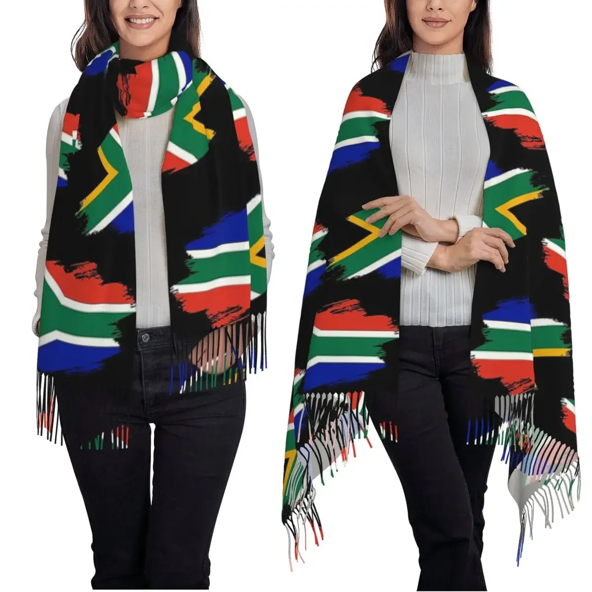 Customization South African Springboks Flag Scarf Tassel Scarves For Women Soft Warm Shawls And Wraps Large Fall Winter Shawl Wr