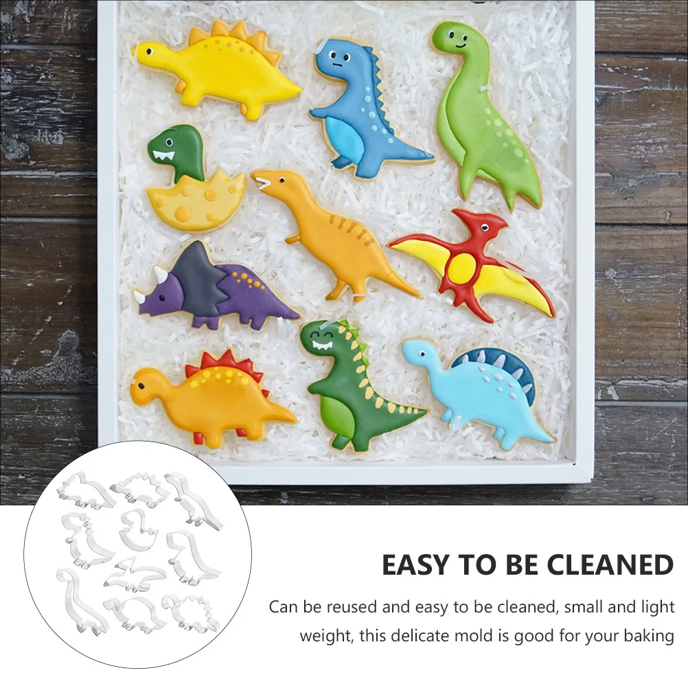 10pcs Dinosaur-Shaped Silicone Baking Molds – Reusable, Easy-Clean, Lightweight for Cookies & Biscuits