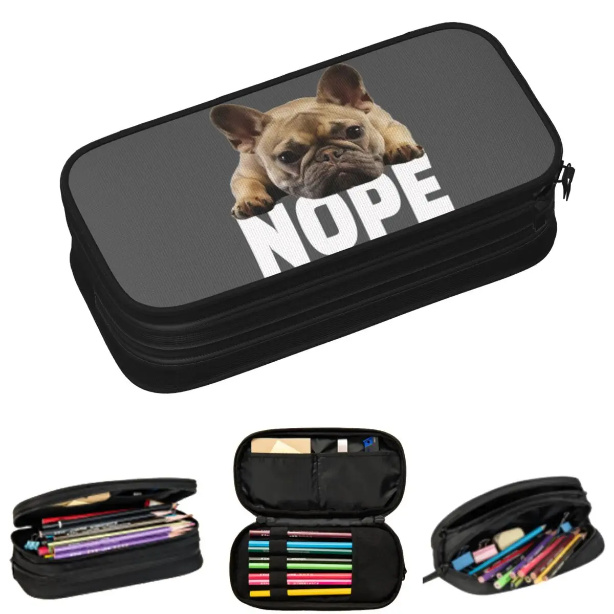 

Пеналы для французского бульдога для студентов, подарки, коробка для ручек, сумка для карандашей, большая вместительная сумка для карандашей, держатель для ручек