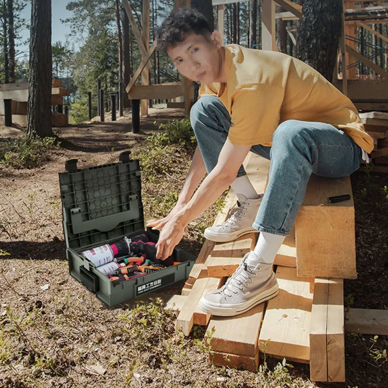 Hardware Gereedschapskist Gestapelde Combinatie Meerlaagse Elektrische Boor Multifunctionele Draagbare Apparatuur Opslag Kampeerbox