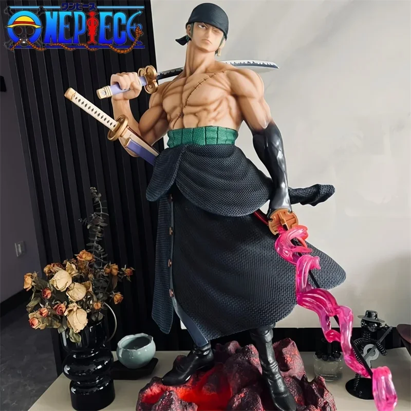 

50cm One Piece Stand Posture Roronoa Zoro Anime Action Fight Figures Pvc Statue Roronoa Zoro Model Collection Doll Boy Gift Toy