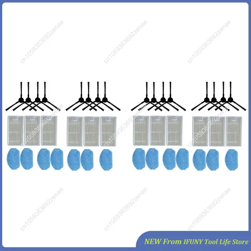 

42PCS Accessories Kit For Midea VCR04W Robot Vacuum Cleaner Replacement Parts Side Brush Hepa Filter Mop Cloth New