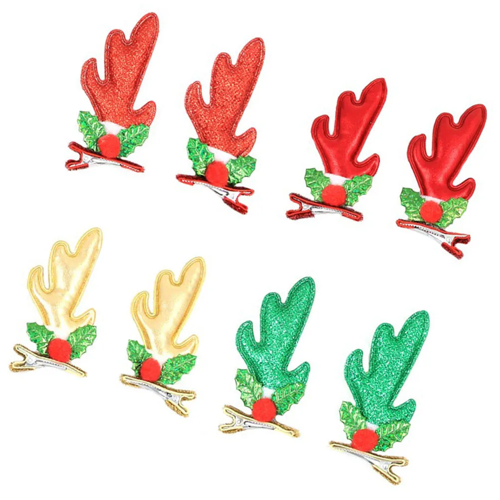 

4 Pairs Xmas Antler Hair Clips Lightweight Party Headwear Hairpin Set Christmas Headdress Festive Decoration