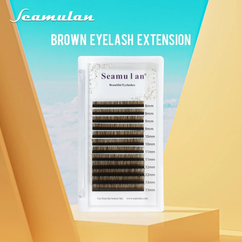 Seamulan Brown Eyelash Extension Individual Eyelash Mix Length Colored Eyelashes Brown Lash Eyelash Extension Make Up for Women