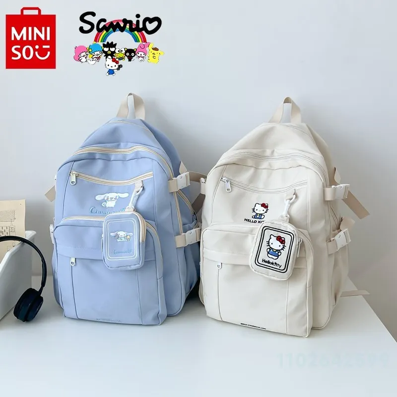 

Sanrio Women's Backpack Fashion High Quality Girls Multi Functional Backpack Solid Color Casual Large Capacity Student Backpack