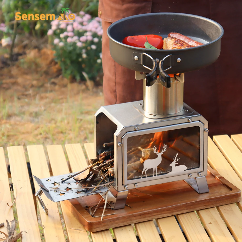 Smokeless Mini Portable Camping Stove Stainless Steel Tent Heater for Ice-Fishing Cooking BBQ 2.5KG