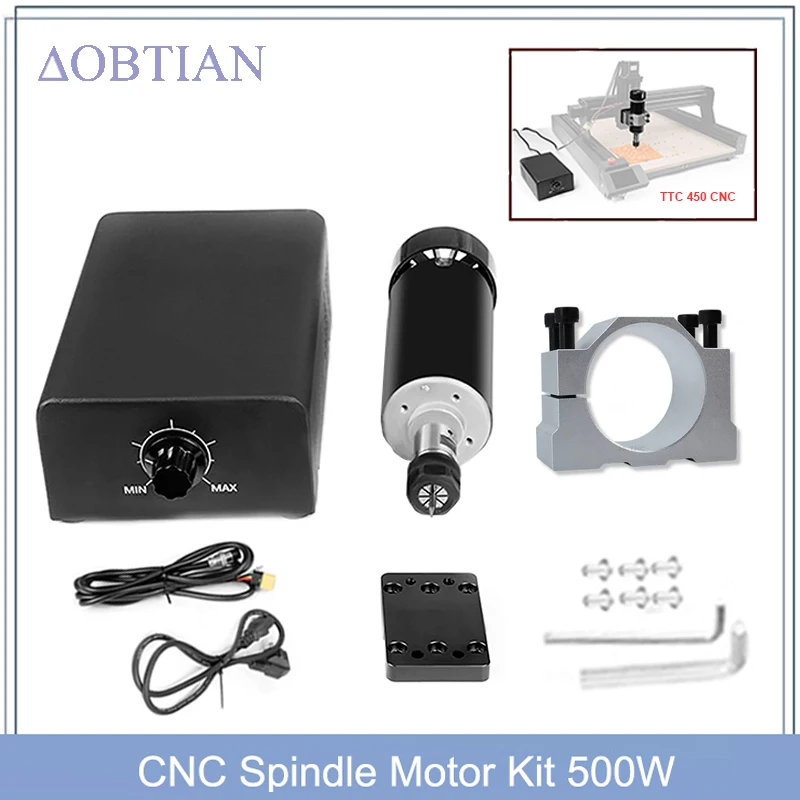 

500W Air Cooled Spindle Motor Kit 12000RPM Er11 Chuck Spindle Motor With Power Supply For CNC Milling Engraver TTC450