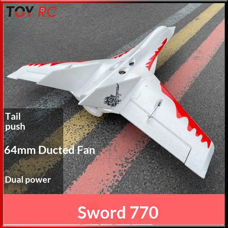 

Модель самолета на радиоуправлении, электрический, с фиксированным крылом, 64-канальный, с инжектором, гоночный самолет Flying Wing Sword T770, ударопрочный, из материала EPO