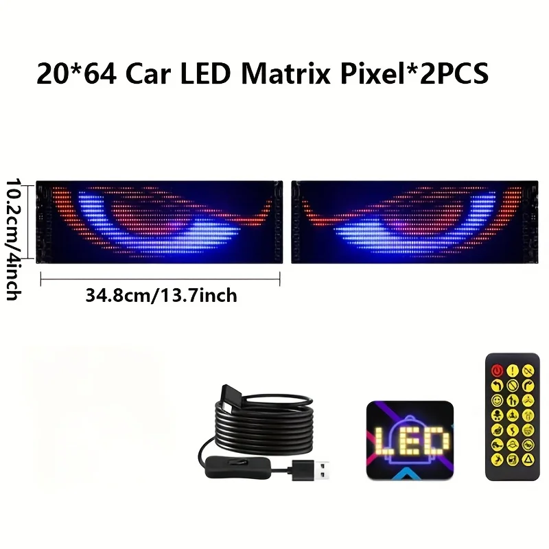 [Programmable LED Screen] 2pcs Programmable LED Screen Devil Eyes Light Application Control and Remote Control Suitable for Stor