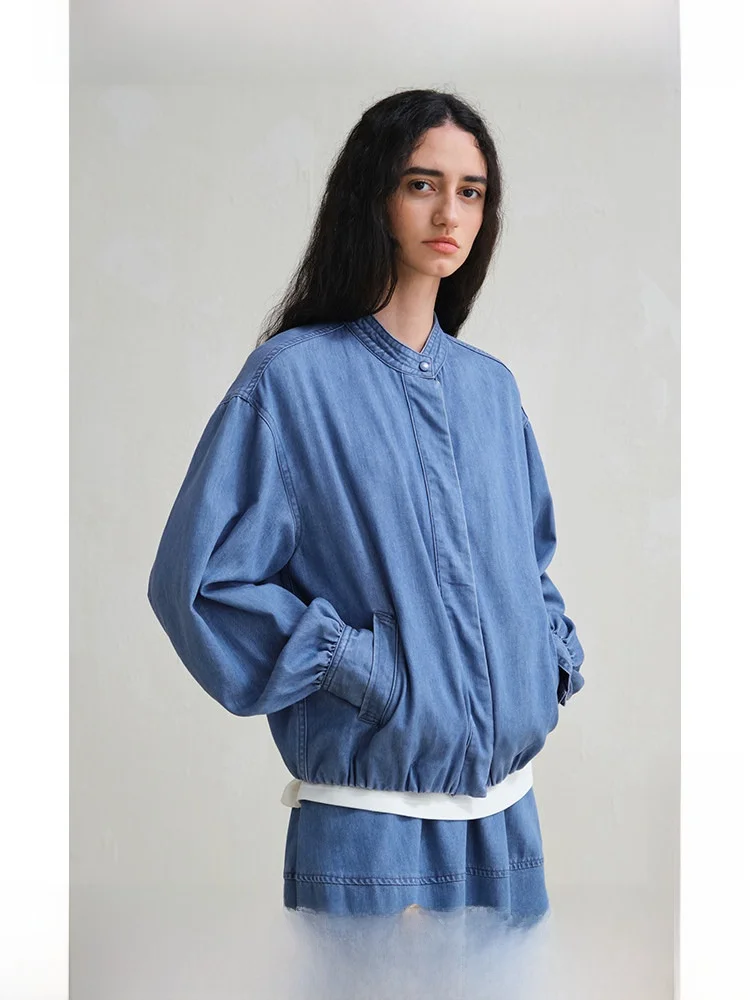 

Женская повседневная куртка Travel Original из шелка, лиоцелла и хлопка, весенняя, с воротником-стойкой, на молнии, свободного кроя