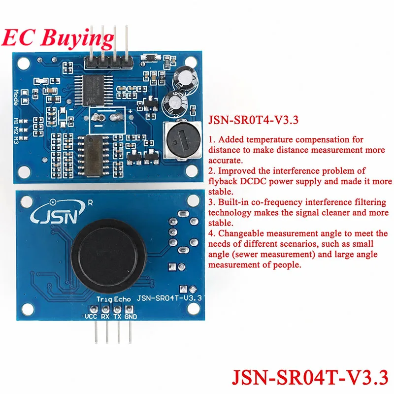 Waterproof Ultrasonic Ranging Module JSN-SR04T JSN-SR04T-V3.3 Distance Measuring Transducer Sensor JSN-SR04T 3.3 for Arduino