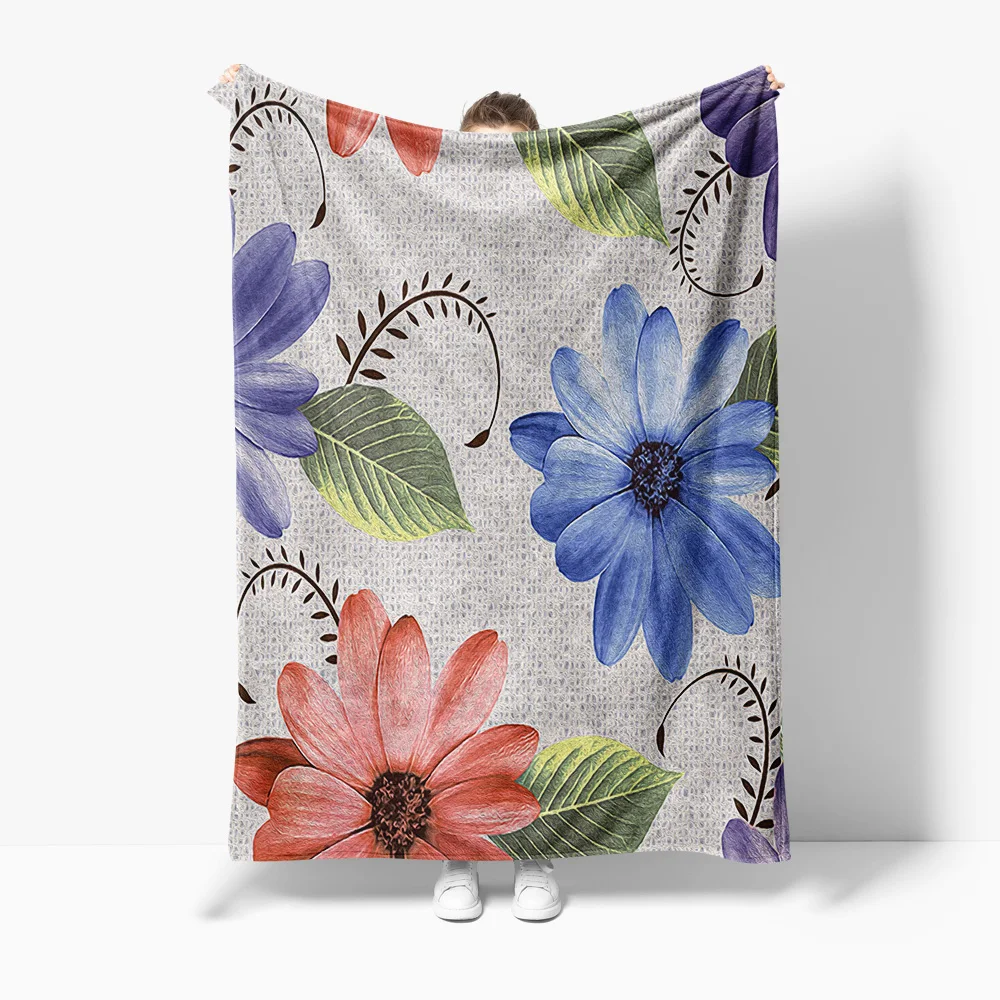 

Акварельное флисовое одеяло с цветочным принтом, мягкое теплое одеяло для украшения дивана-кровати, подарок, декоративное одеяло