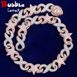 Bubble Letter Golden Color Star Miami Cuban Chain Necklace for Men Iced Out Zircon Hip Hop Link Choker Fashion Rock Jewelry