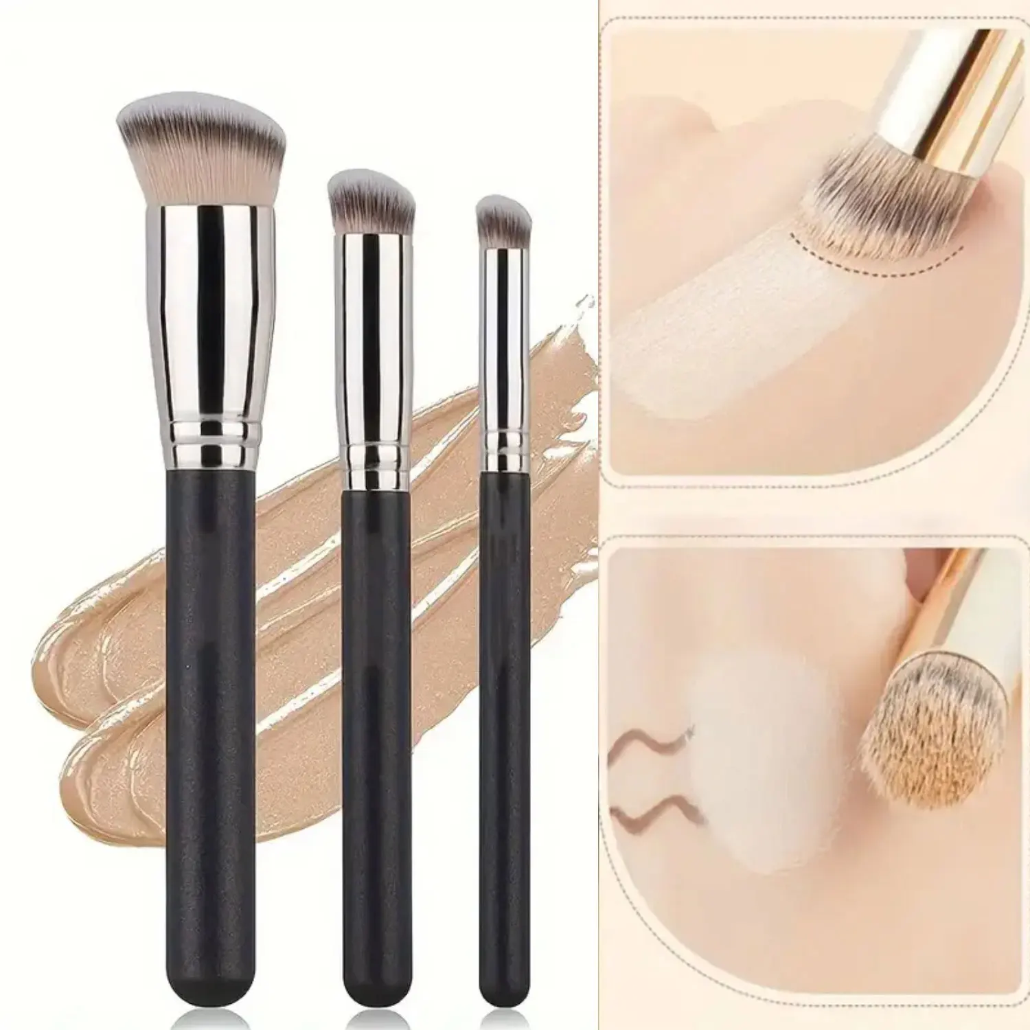 1-3pcs Foundation Concealer Brush, Premium Contour Blusher Brushes, Flawless Under Eye Dense Face Makeup Brush For Blending