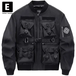 Black Cargo Jacket Men Techwear Multi-pocket Jacket Autumn Streetwear Bomber Jackets Coats Male Function