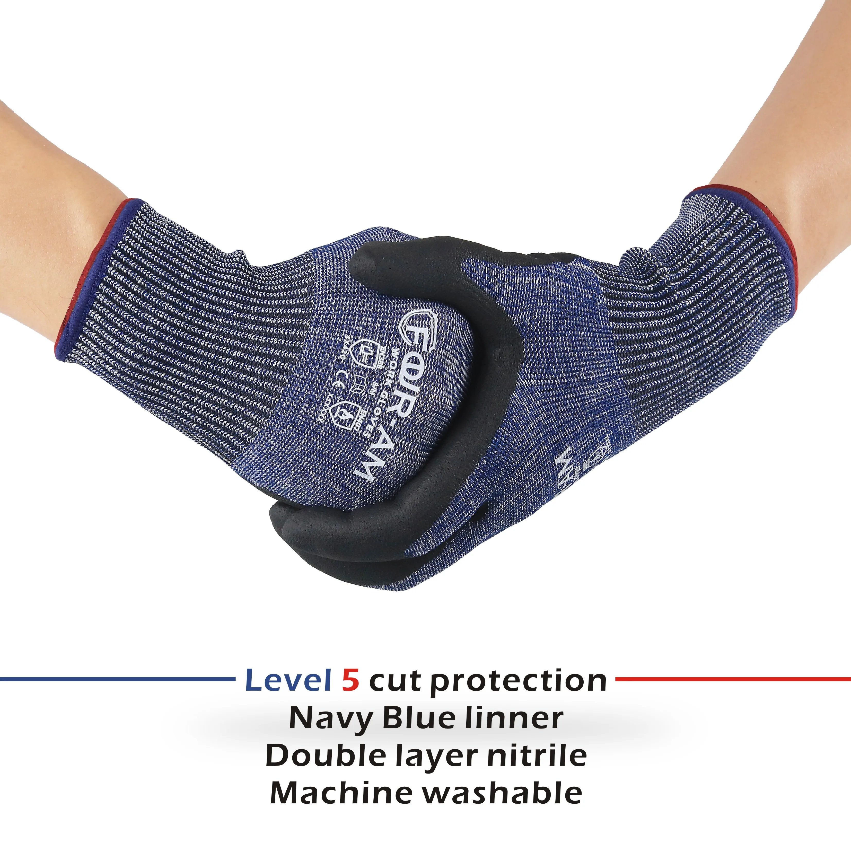 1/3Pair, Level 5Cut-Resistant Gloves, Firm Non-Slip Grip, Heavy Duty Work, Durable & Breathable Nitrile Foam Coated, Touchscreen