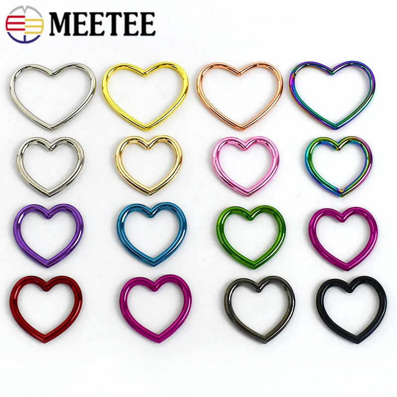 Meetee 10-50 pz cuore anello gancio borsa cinghia collegamento cerchio rotondo fibbie in metallo fettuccia O anelli chiusura cintura decorare fibbia